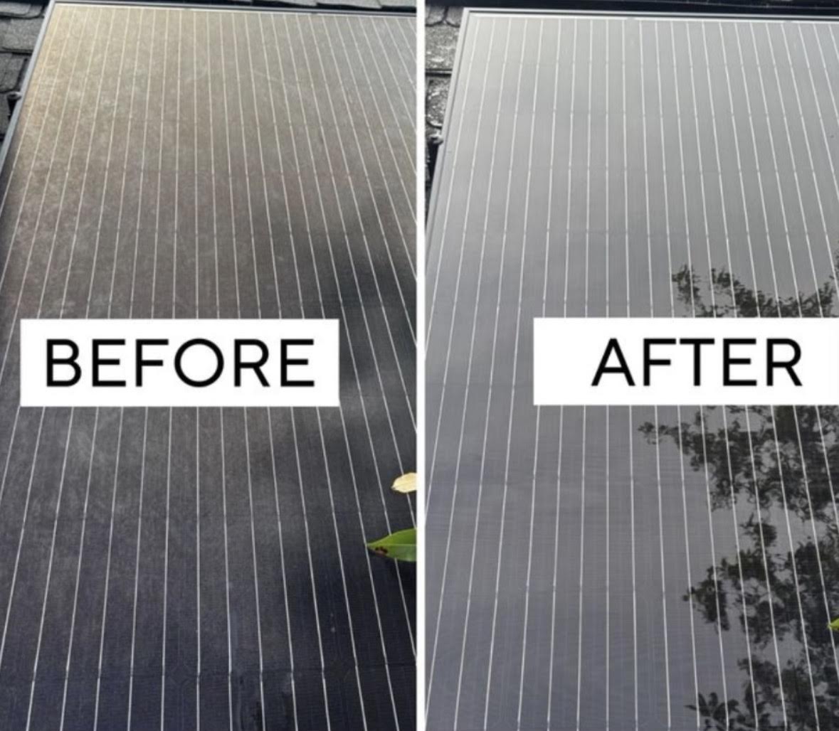 Nettoyage panneaux solaires avant après